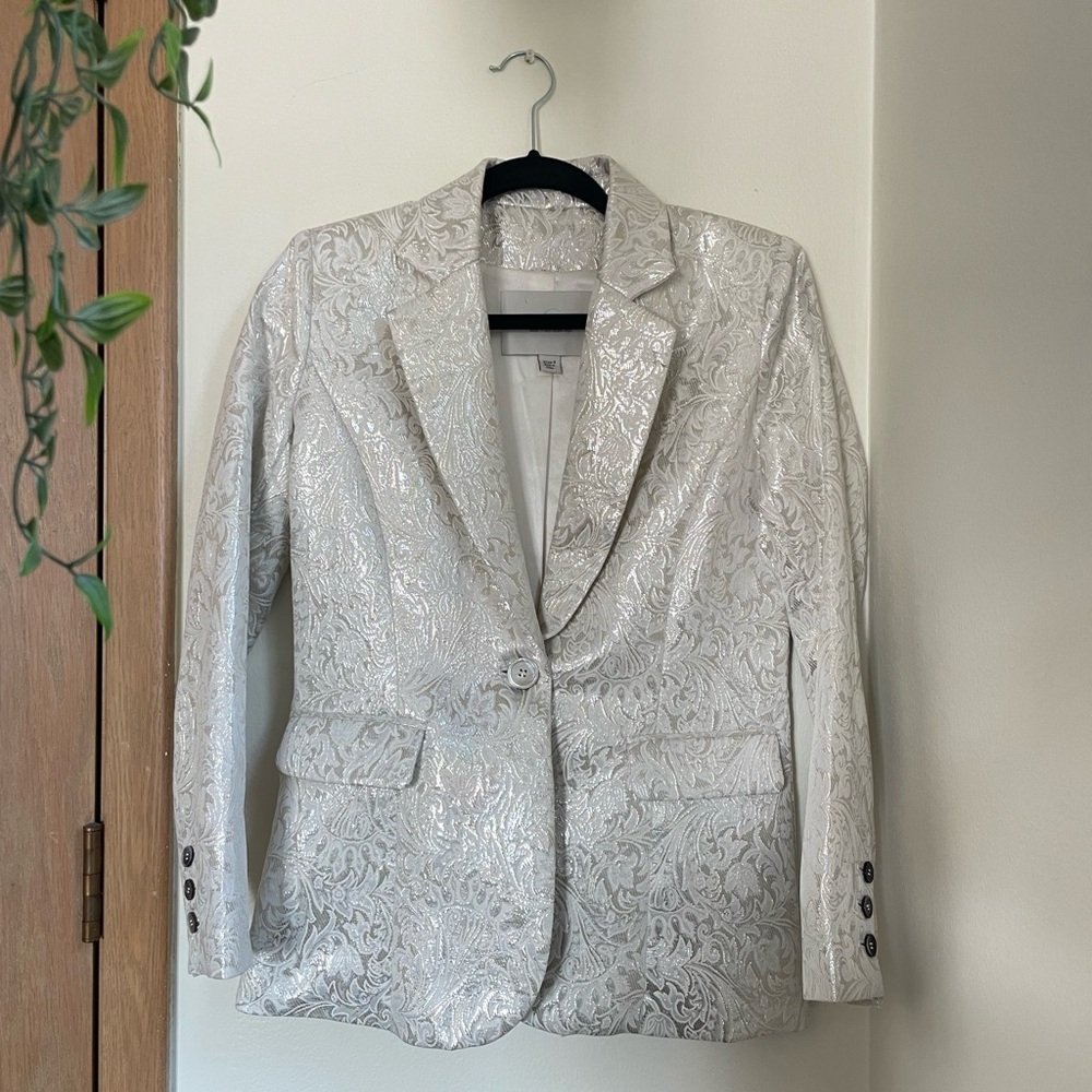 Boston Proper Shimmering Silver Blazer